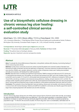 Use of a biosynthetic cellulose dressing Use of a Biosynthetic Cellulose Dressing in Chronic VLU Healing